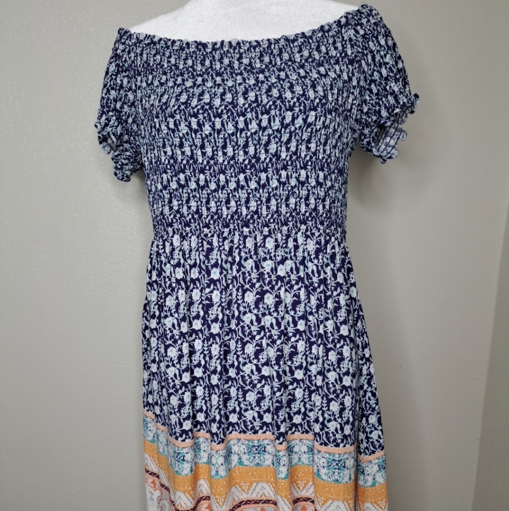REWIND Juniors Floral Off Shoulder Smocked Boho Spring Summer XXL